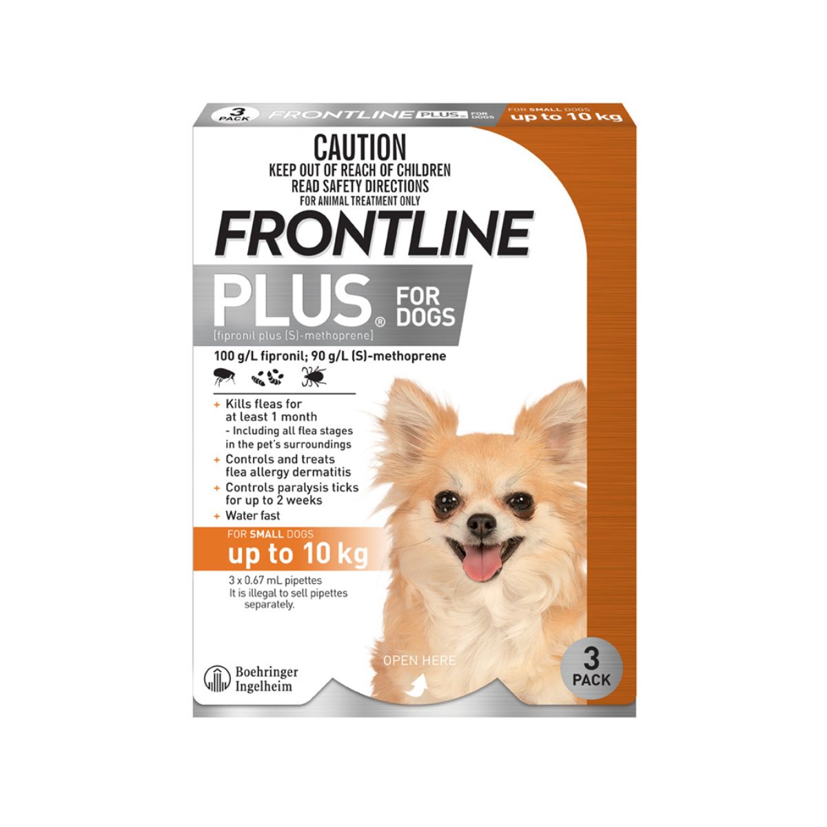 Frontline Plus Dog 0-10kg Orange Small 3pk-1973193598618963969