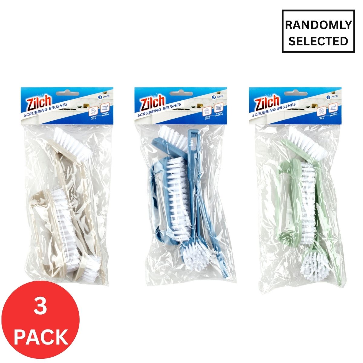 3x Zilch Dishwashing & Scrubber Brush 3pc Set-1973193608777568258