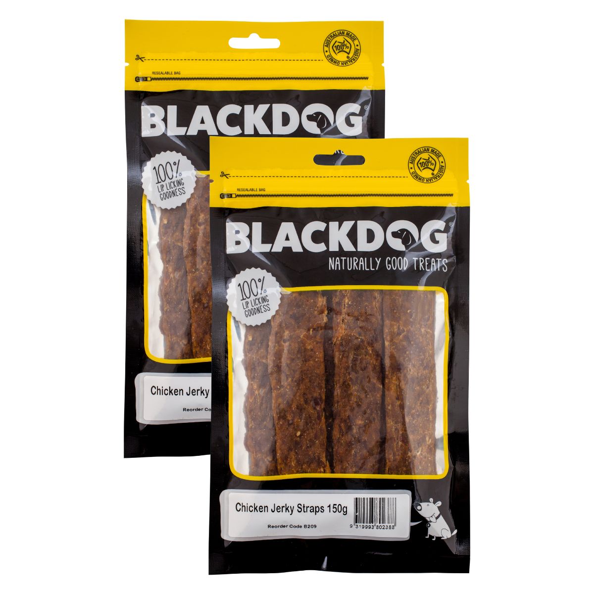 Blackdog Chicken Jerky Straps 150g x 2pk-1973193585750839296