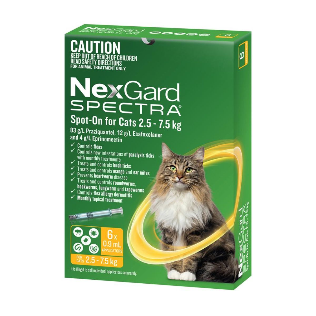 NexGard Spectra Spot-on Cats 2.5-7.5kg 6pk-1973193603404664834