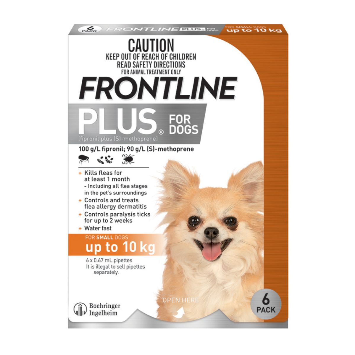 Frontline Plus Dog 0-10kg Orange Small 6pk-1973193598803513345