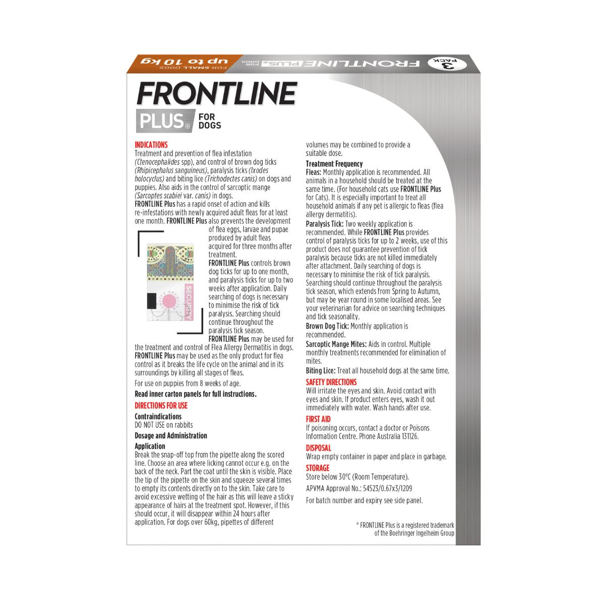 Frontline Plus Dog 0-10kg Orange Small 3pk-1973193598618963969