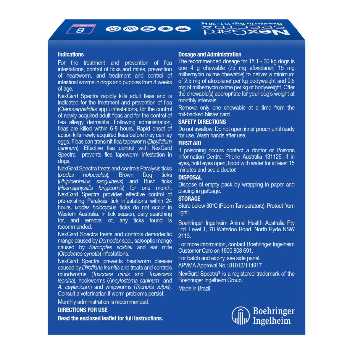 NexGard Spectra Dogs 15.1-30kg 6pk-1973193602712604673