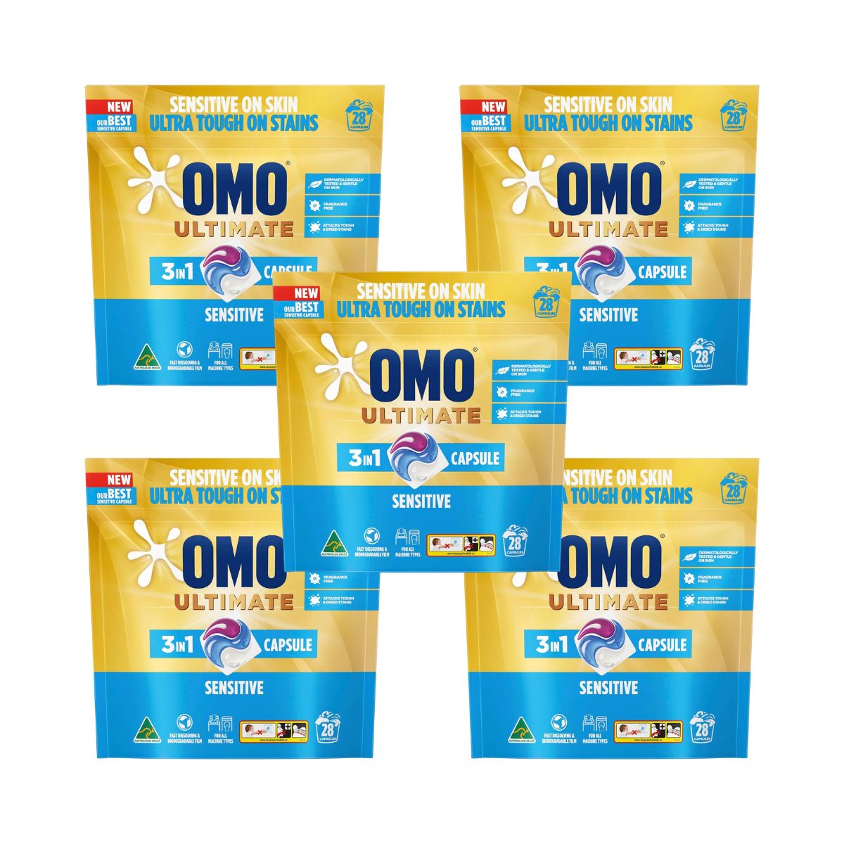 Omo Ultimate 3in1 Sensitive 140 Laundry Capsules-1973194178112393216