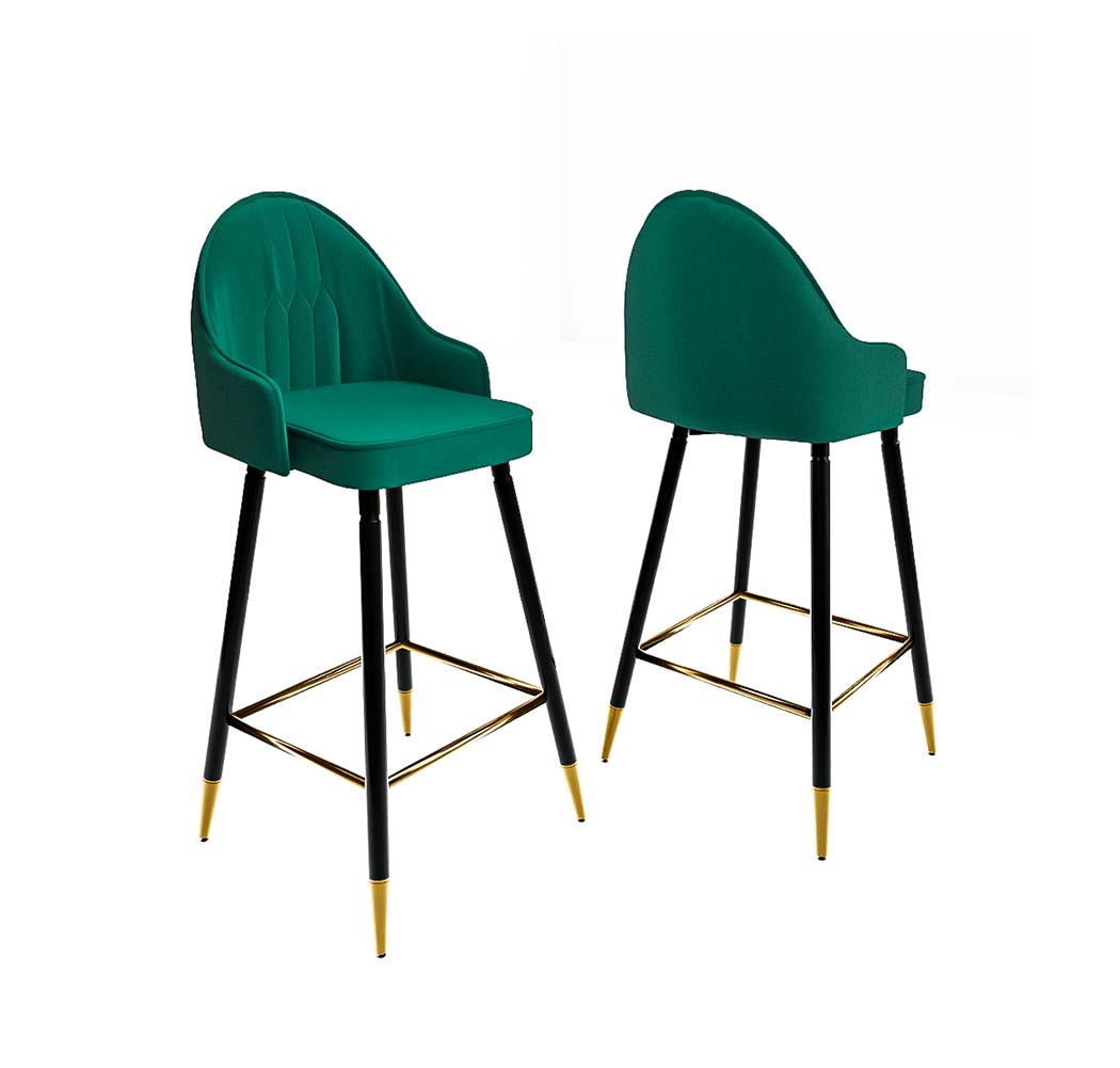 Levede Velvet Swivel Bar Stools x 2 Green-1919892919846834180