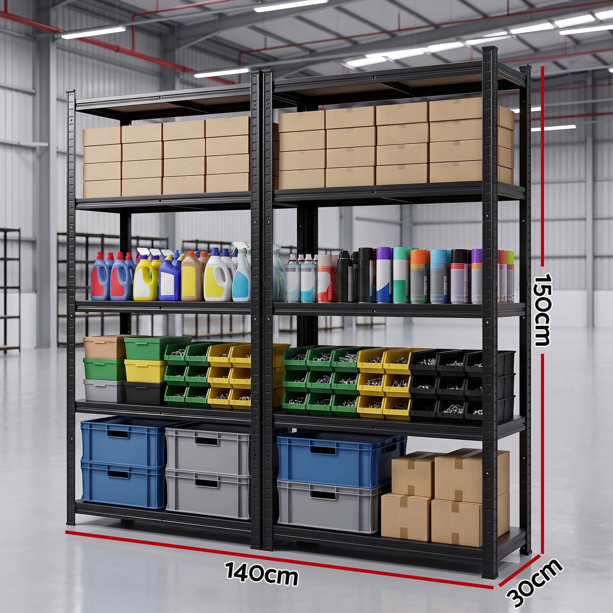 Giantz 2-Rack Garage Shelving 1.5X0.7m Warehouse Shelves Storage Rack Pallet Racking