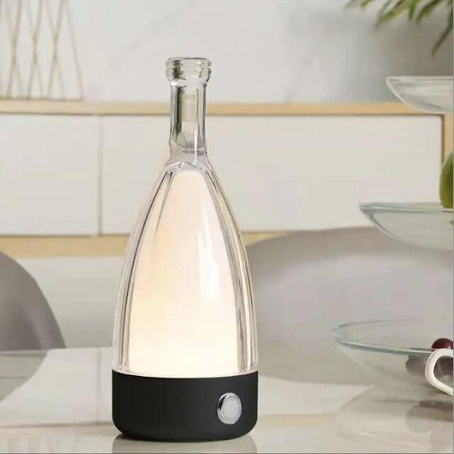 Anyhouz Luxury Lamp Bluetooth Speaker Black Wine Bottle Home Decor USB Rechargeable Table Accents for Bedroom Hotel Living Room