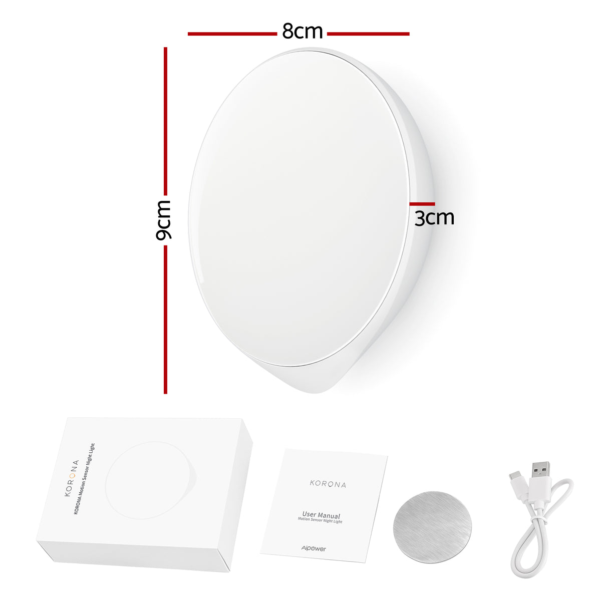 AIPOWER Motion Sensor Night Light USB-C Rechargeable Closet Light