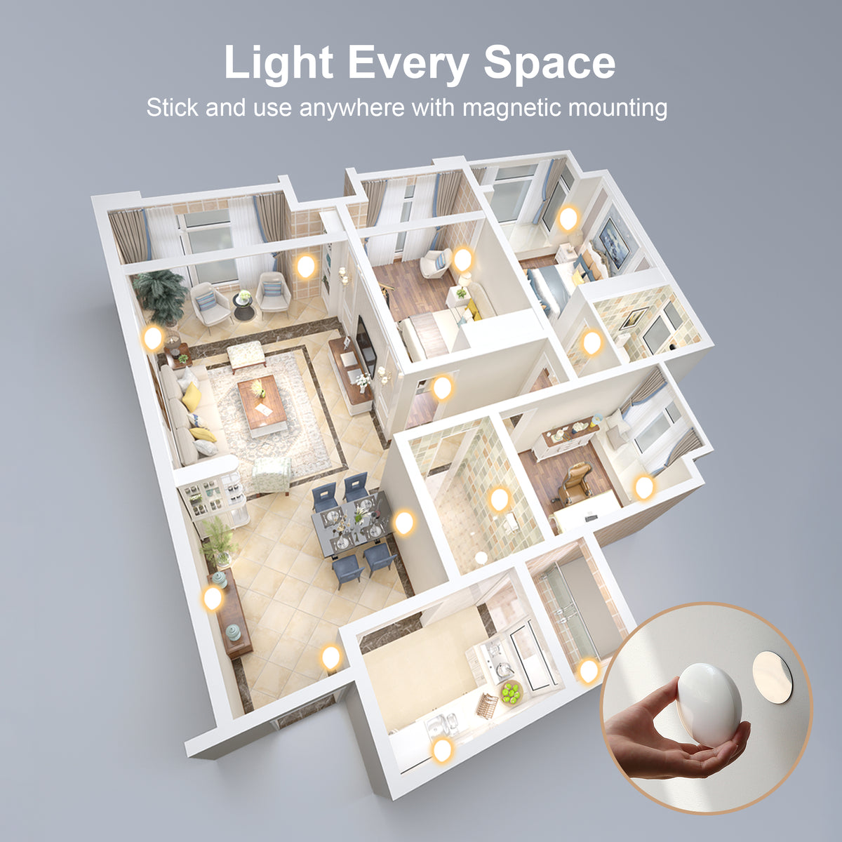 AIPOWER Motion Sensor Night Light USB-C Rechargeable Closet Light