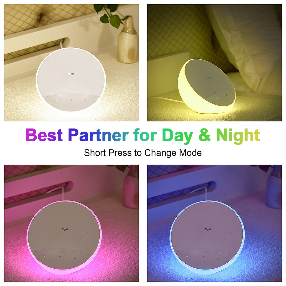 AIPOWER Bedside Lamp with Wireless Charger and Phone Holder Touch