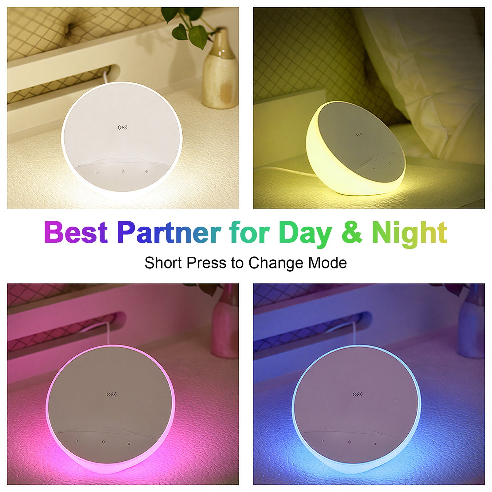 AIPOWER Bedside Lamp with Wireless Charger and Phone Holder Touch