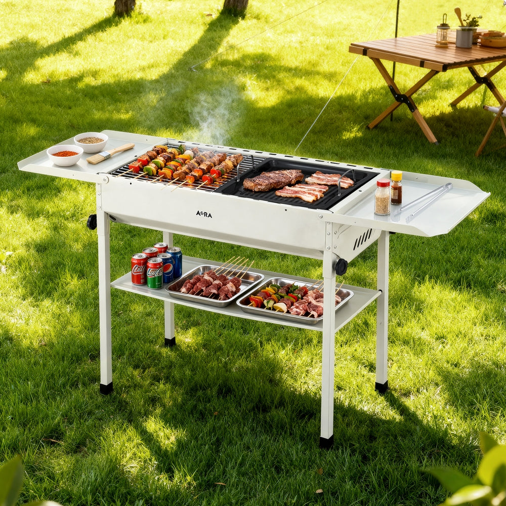 Grillz Portable BBQ Grill w/ Stainless Steel Racks &amp; Pans for Outdoor