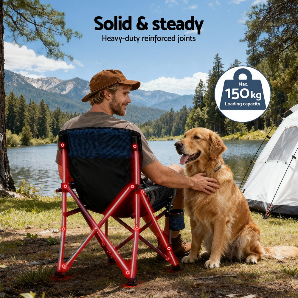 Weisshorn Camping Chair Folding Outdoor Portable Seat Lightweight Beach Picnic Fishing Capacity 120KG Navy Blue