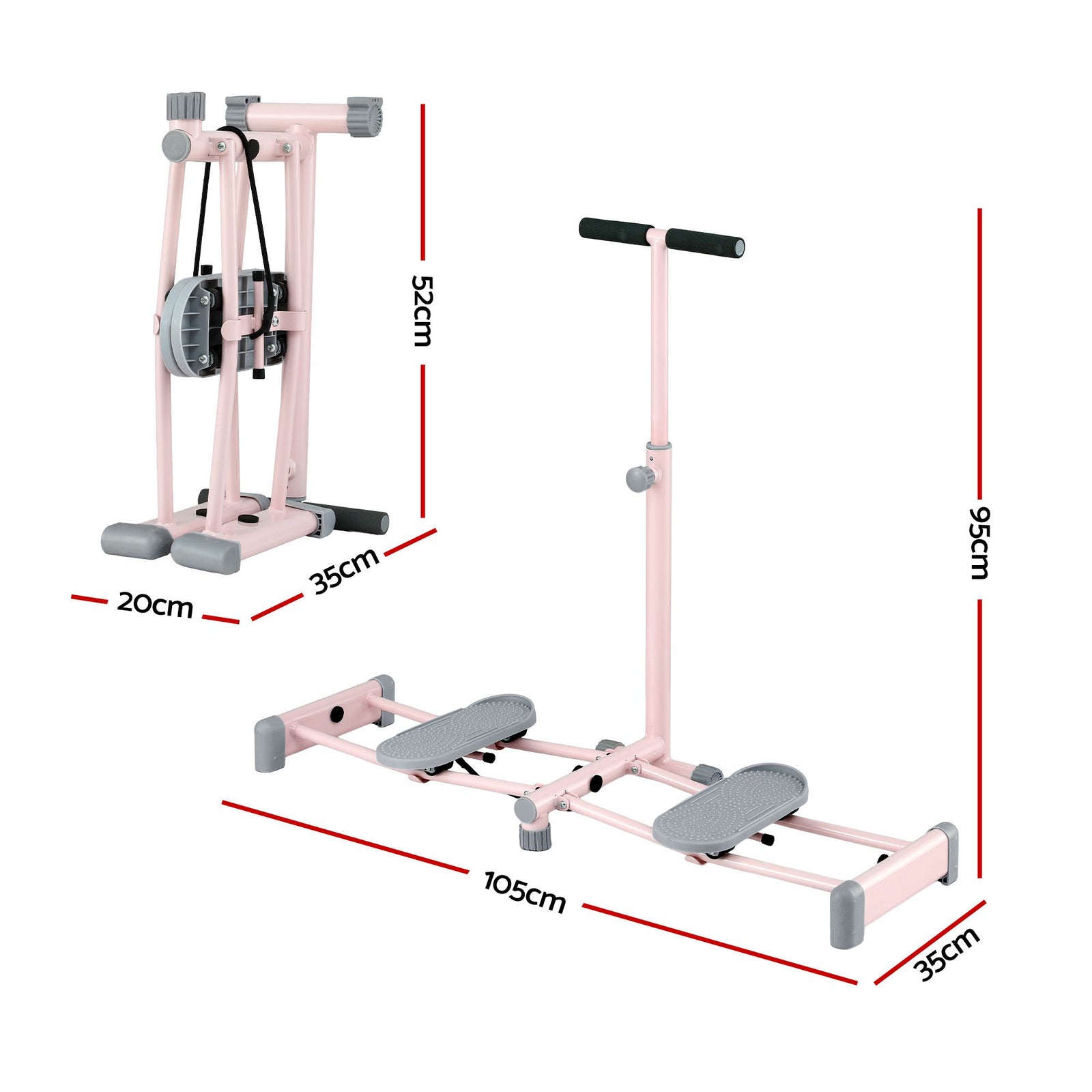 Everfit Foldable Ski Exercise Machine Leg Thigh Trainer Home Fitness Cardio Pink