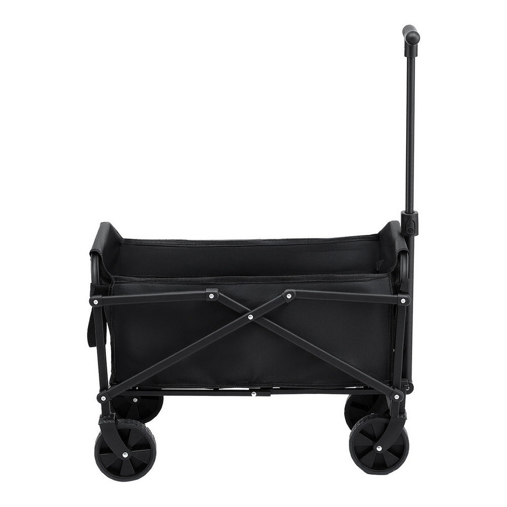 Gardeon Garden Cart Folding Trolley Camping Wagon Barrow Outdoor Beach Black