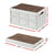 Gardeon Collapsible Outdoor Storage Box 50L Stackable Folding Camping Organizer Plywood Lid Beige