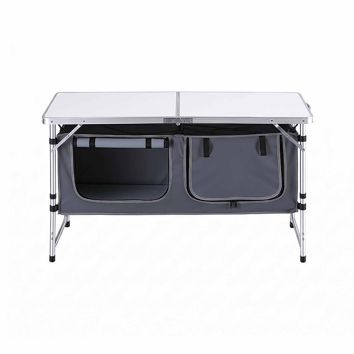 Weisshorn Camping Table Adjustable Storage Cabinet Aluminum MDF 120cm Grey