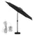 Instahut Outdoor Umbrella 2.9m Market Umbrella with Base String Light Black
