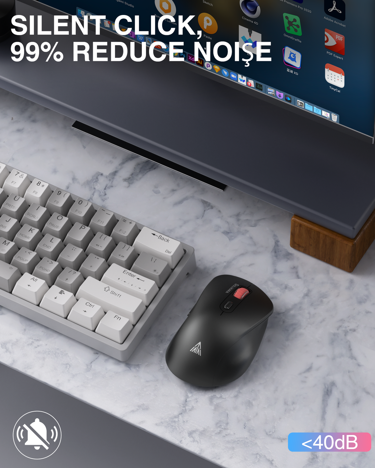 SOLAKAKA Silent Wireless Mouse Bluetooth 2.4GHz 4200 DPI 7 Buttons