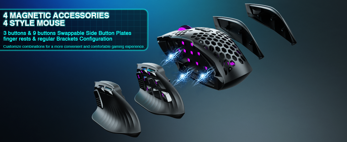 SOLAKAKA Wireless MMO Gaming Mouse 16 Buttons Bluetooth 24000 DPI RGB