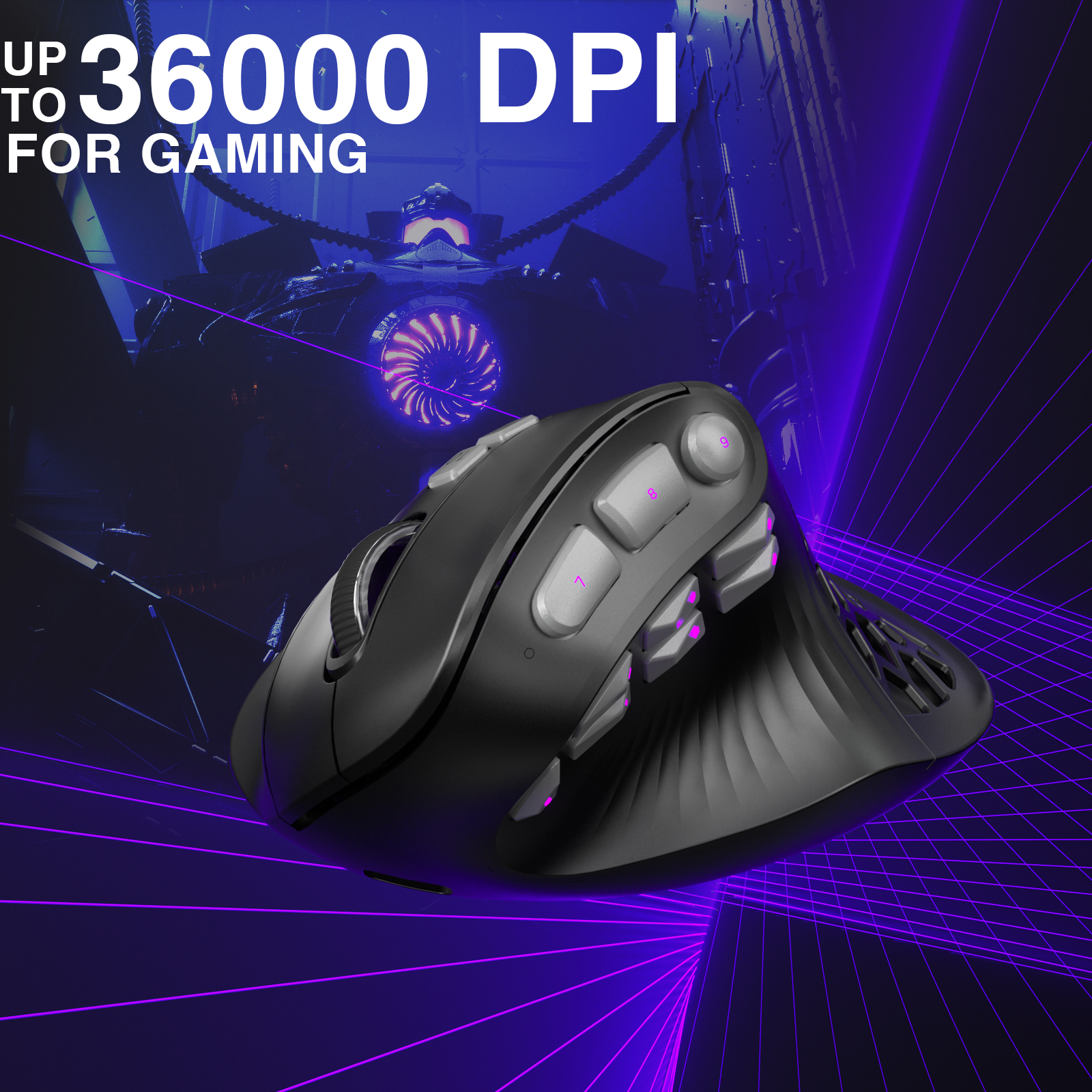 SOLAKAKA E9 Pro Vertical MMO Mouse Tri-Mode 36000 DPI 8000Hz PAW3395