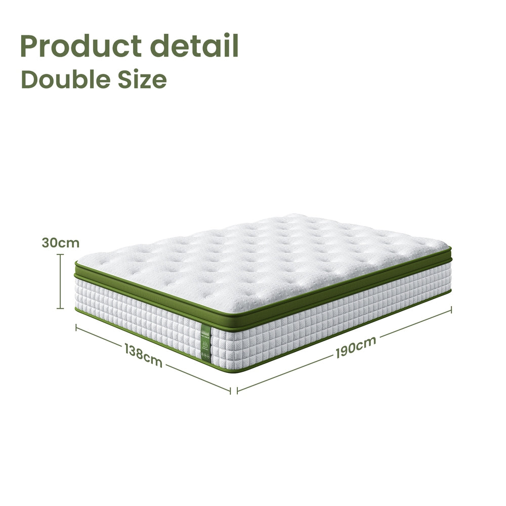 BedStory Double Mattress 30cm Medium Firm Hybrid Mattress for Pressure Relief Motion Isolation