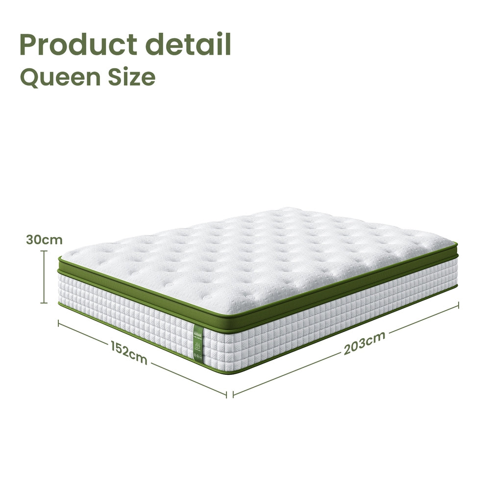 BedStory Queen Mattress 30cm Medium Firm Hybrid Mattress for Pressure Relief Motion Isolation