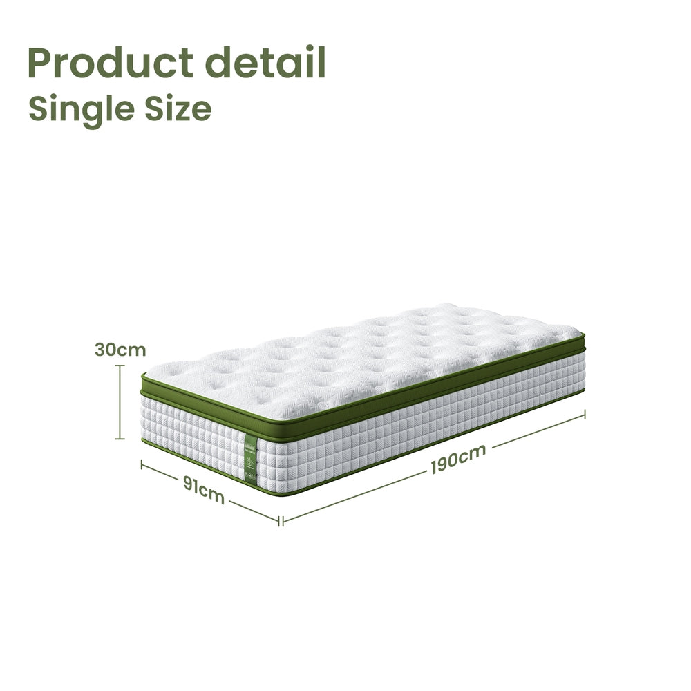 BedStory Single Mattress 30cm Medium Firm - Hybrid Mattress for Pressure Relief & Motion Isolation