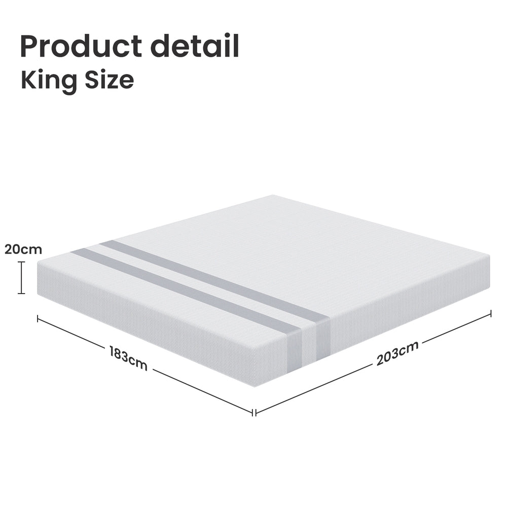 BedStory King Memory Foam Mattress 20cm Cooling Gel Foam Mattress in a Box Medium Soft Feel