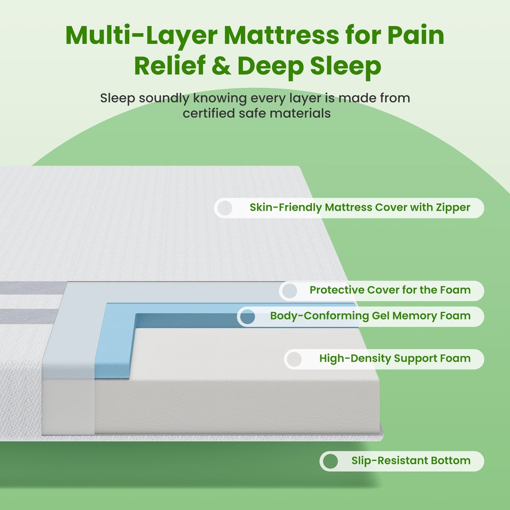 BedStory Queen Memory Foam Mattress 20cm Cooling Gel Foam Mattress in a Box Medium Soft Feel