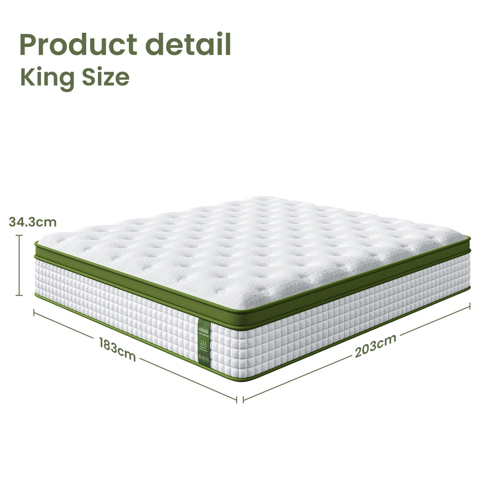 BedStory King Mattress 34cm Medium - Hybrid Mattress for Pressure Relief Motion Isolation