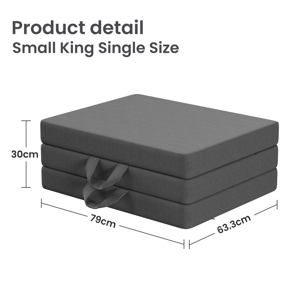 BedStory Folding Mattress Small King Single Trifold Mattress Firm Support Foam Washable Cover 10cm
