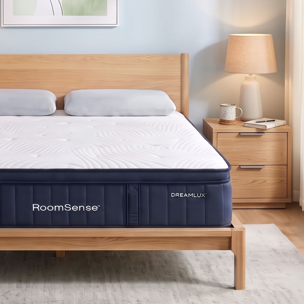 RoomSense Double 34cm Gel Cooling Tencel Mattress Bundle with 2 Pillows