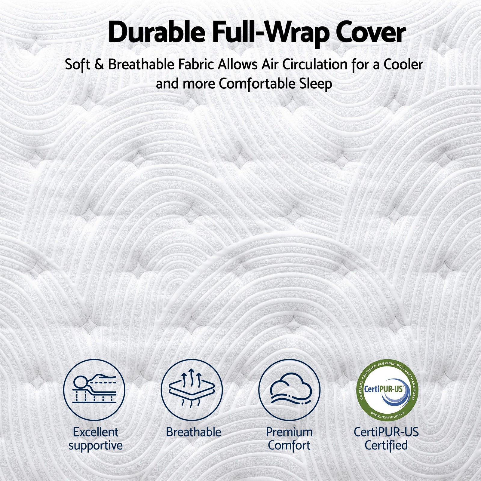 RoomSense Double 34cm Medium Soft Gel Mattress Bundle, Oatmeal Bed Frame