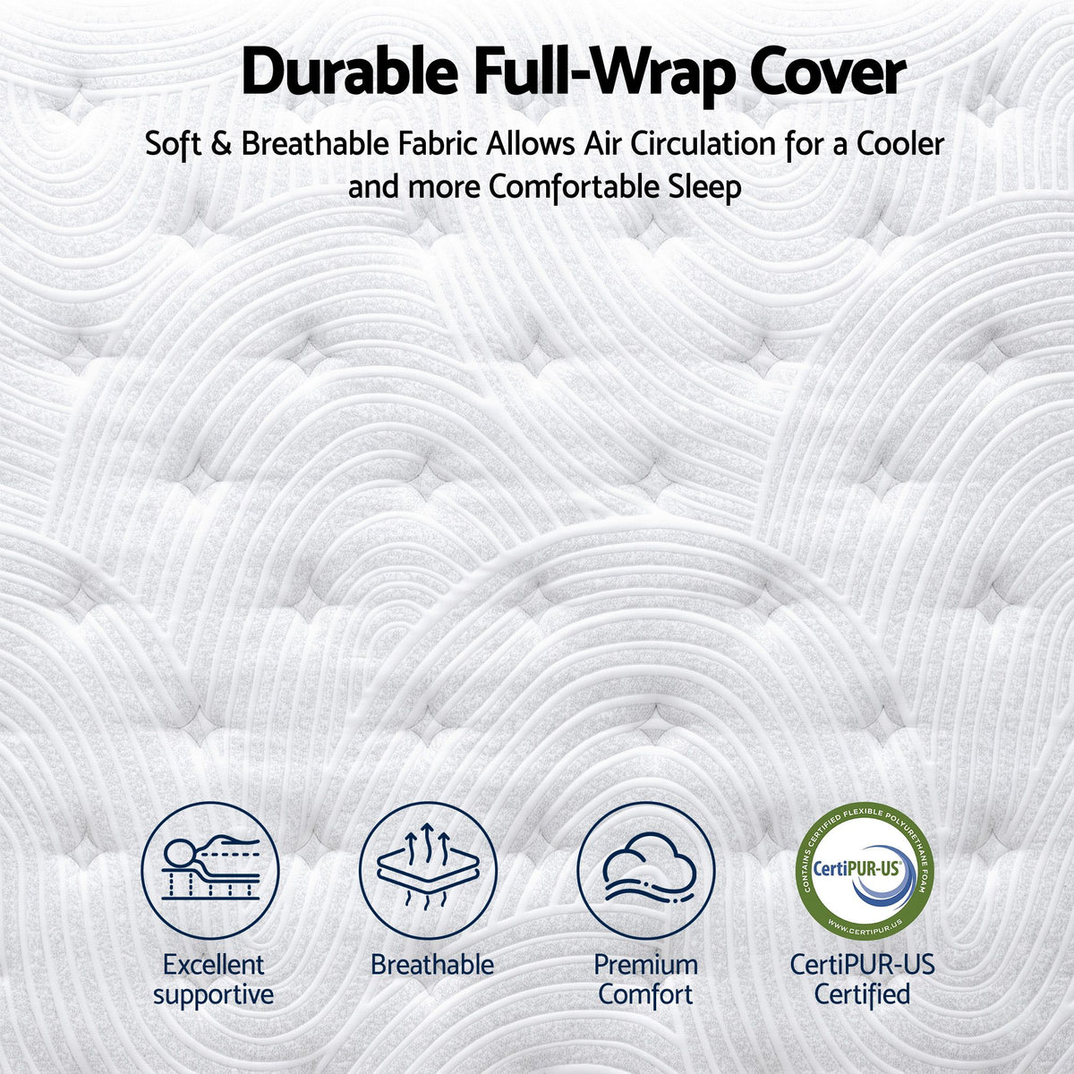 RoomSense Queen 34cm Medium Soft Gel Mattress Bundle, Oatmeal Bed Frame