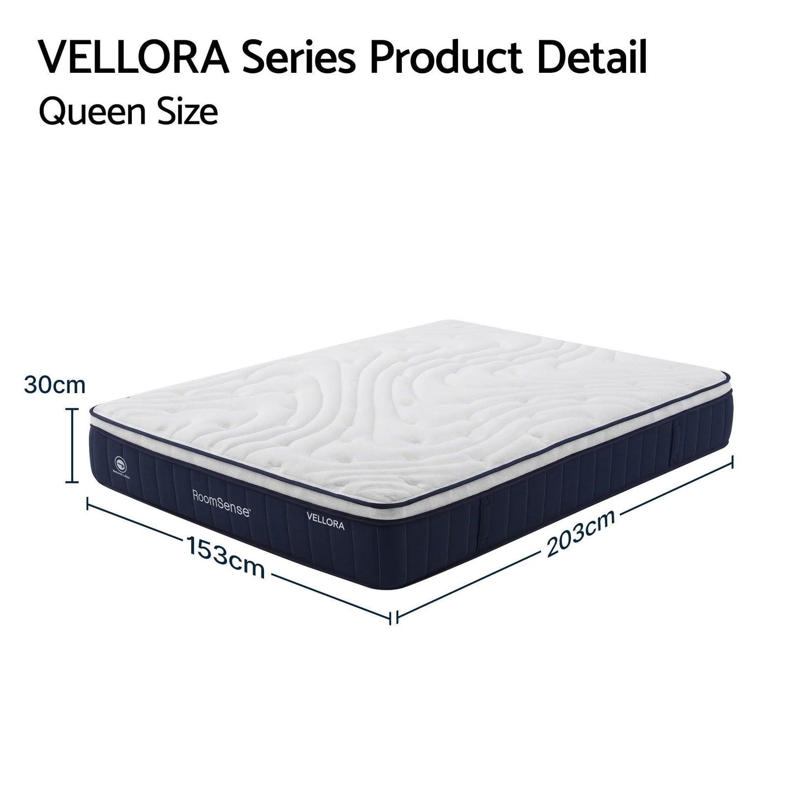 RoomSense Queen 30cm Latex Hybrid Mattress Bundle with Metal Bed Frame