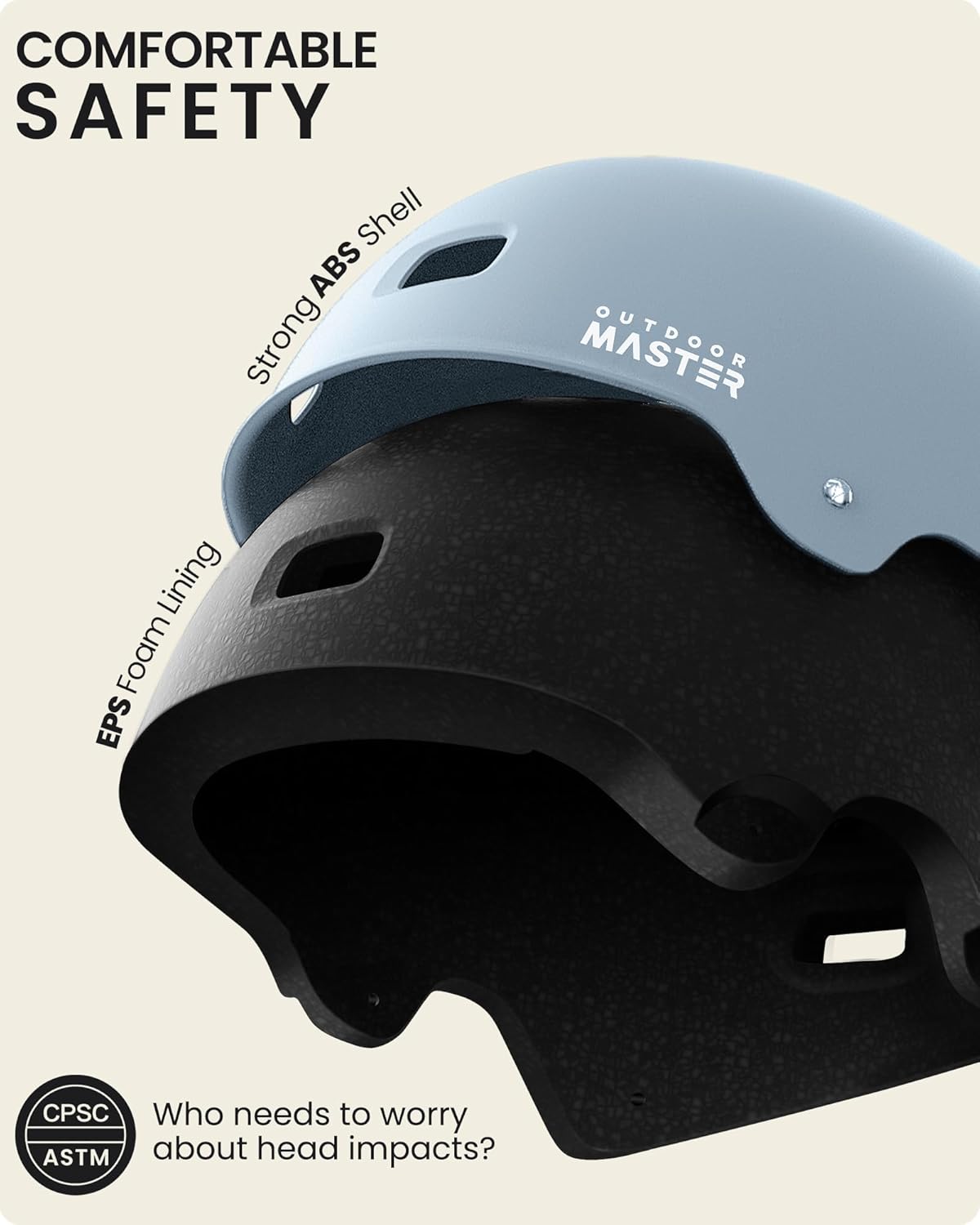 OutdoorMaster Skateboard Bike Helmet for Adults &Youth - Multi-Sport Certified Impact Resistant with 2 Removable Liners & Ventilation for Scooter, Skating-Matte Crystal Blue-Small