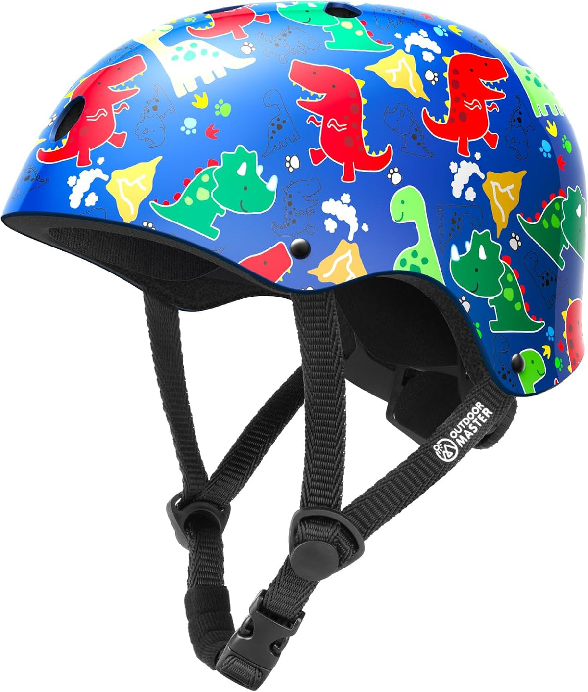 OutdoorMaster Youth &amp; Kids Bike Helmet - Adjustable Multi-Sports Skateboard Helmet with Removable Liners for Balance Bike, Kids Scooter, One Wheel Hoverboard,Graffiti-style helmet-Dino Volcanoland-Medium