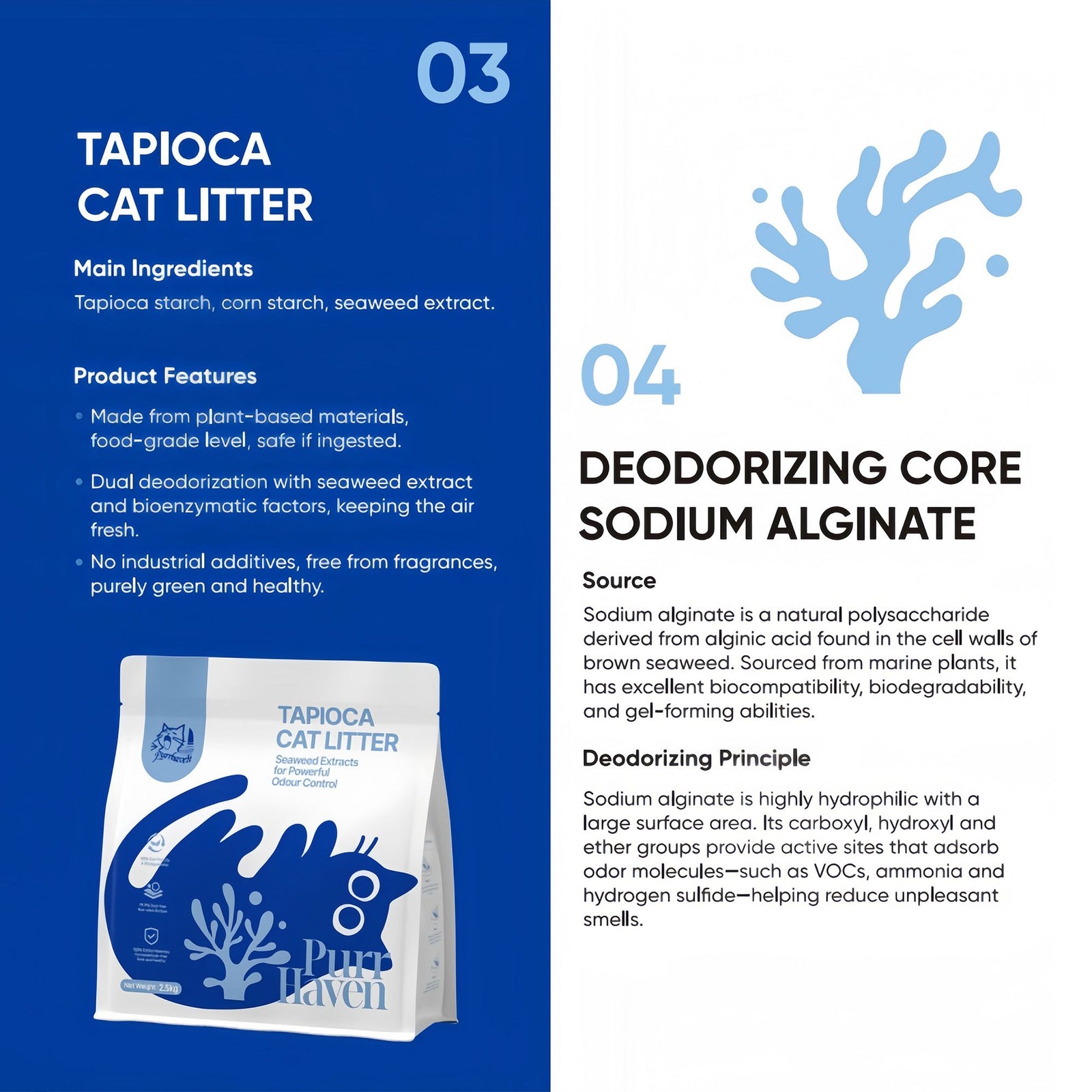 PurrHaven Tapioca Clumping Cat & Kitty Litter, 7.5kg (3 Pack),Dust Free,Multi-Cat,Easy to Clean,Odour Neutraliser,Rapid Liquid Absorption,Non-Toxic Formula