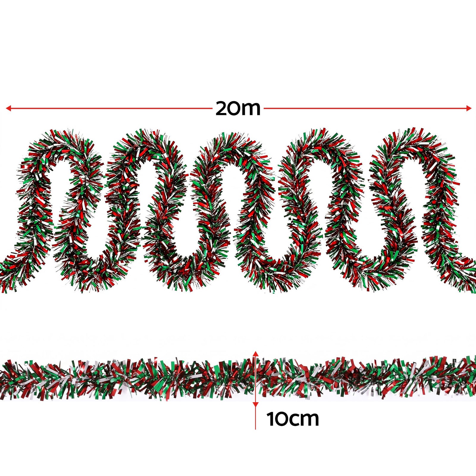 Jingle Jollys 20M Christmas Tinsel Garland Mixed Colors Xmas Party Decoration