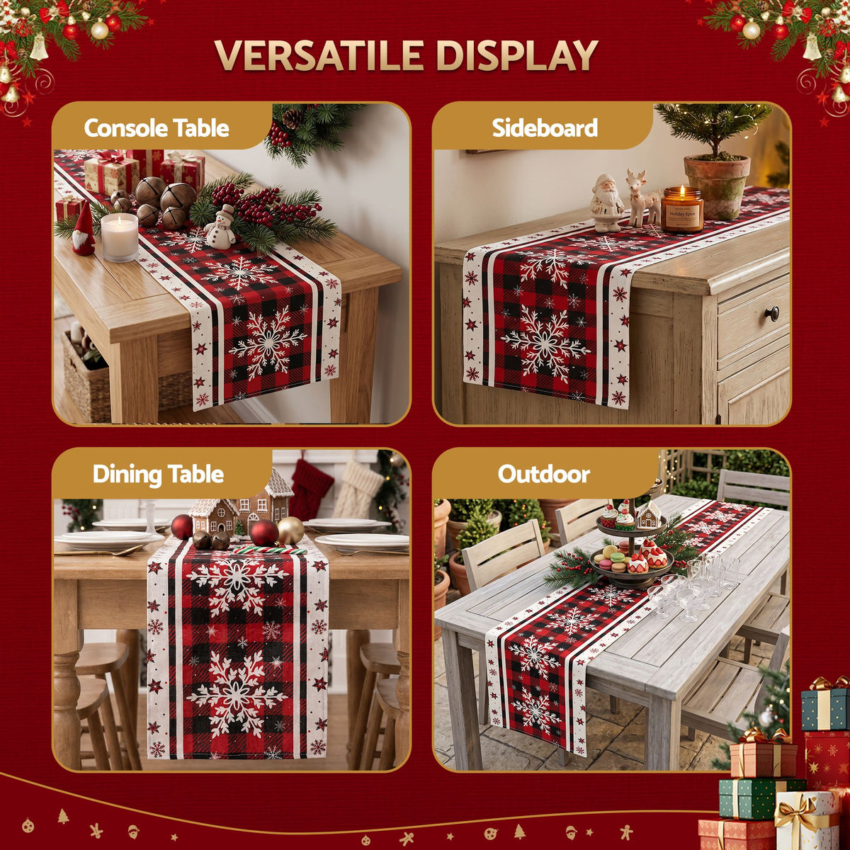 Jingle Jollys Christmas Table Runner Snowflake 190x32CM Dining Party Decor Linen