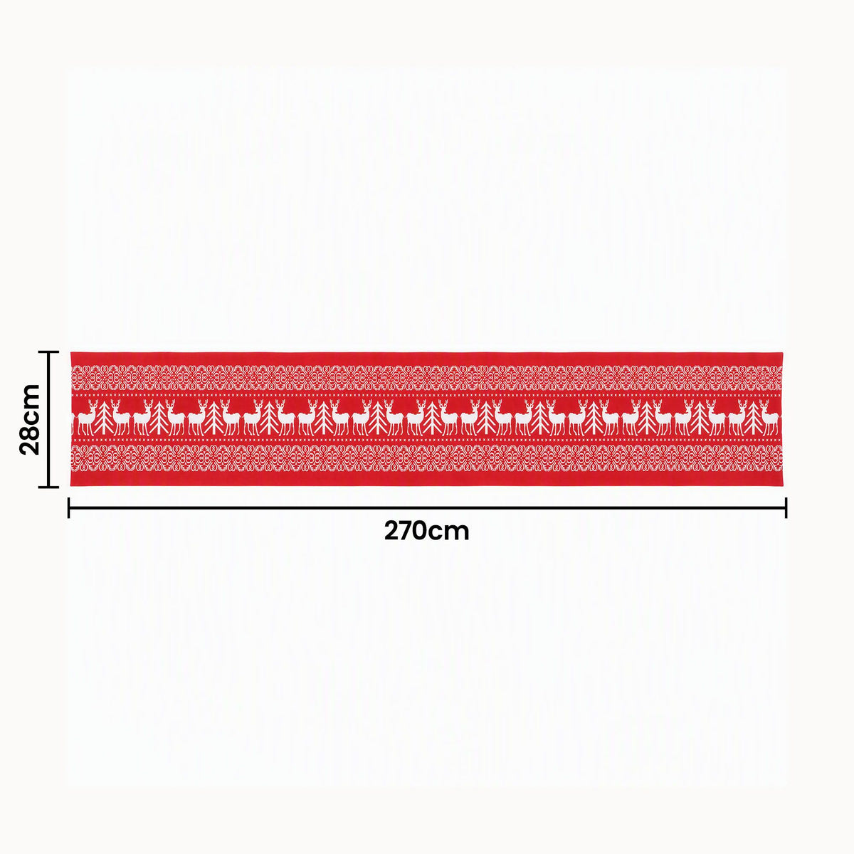 Jingle Jollys Christmas Table Runner Reindeers 270x28CM Dining Party Decor Red