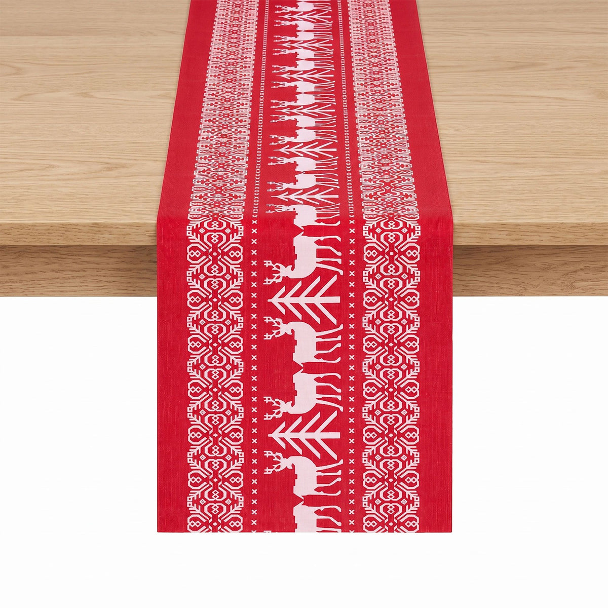 Jingle Jollys Christmas Table Runner Reindeers 270x28CM Dining Party Decor Red