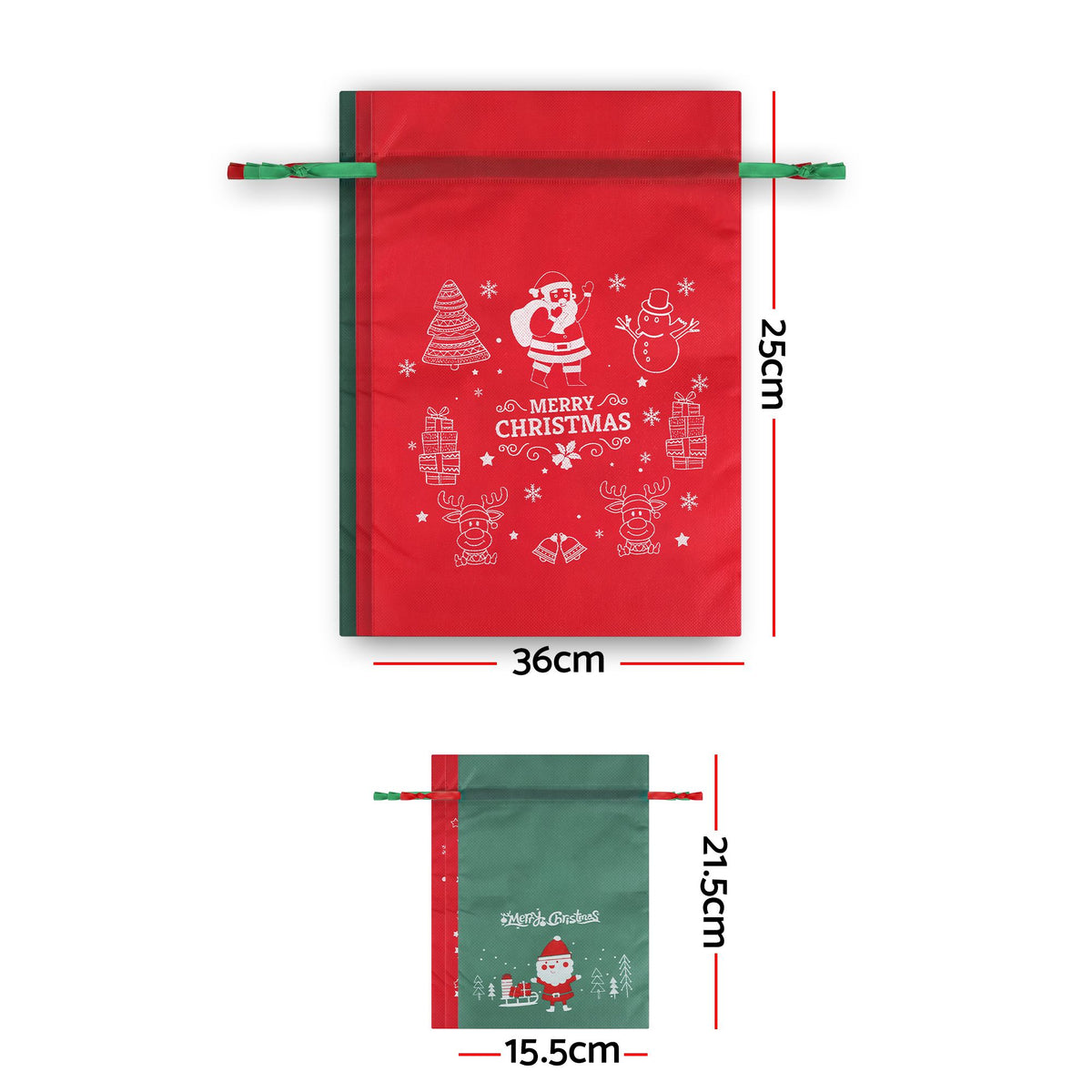 Jingle Jollys 6PCS Christmas Santa Sacks Drawstring Reusable Gift Storage Bags 2 Sizes