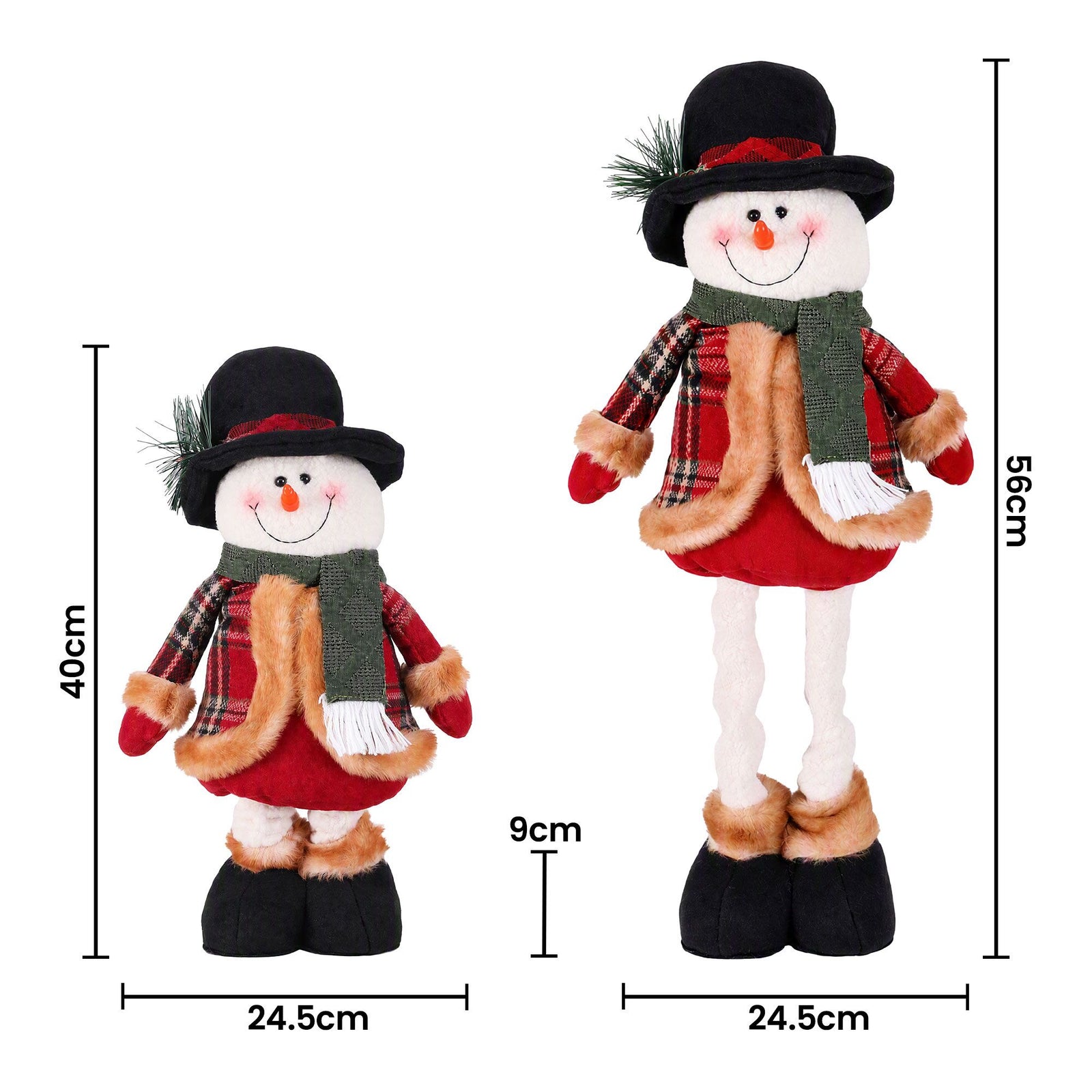 Jingle Jollys Christmas Snowman Ornament 40-56cm Telescopic Tabletop Decoration Doll, Adjustable Length For Tabletop, Window, Mantel, Indoor Holiday Decor