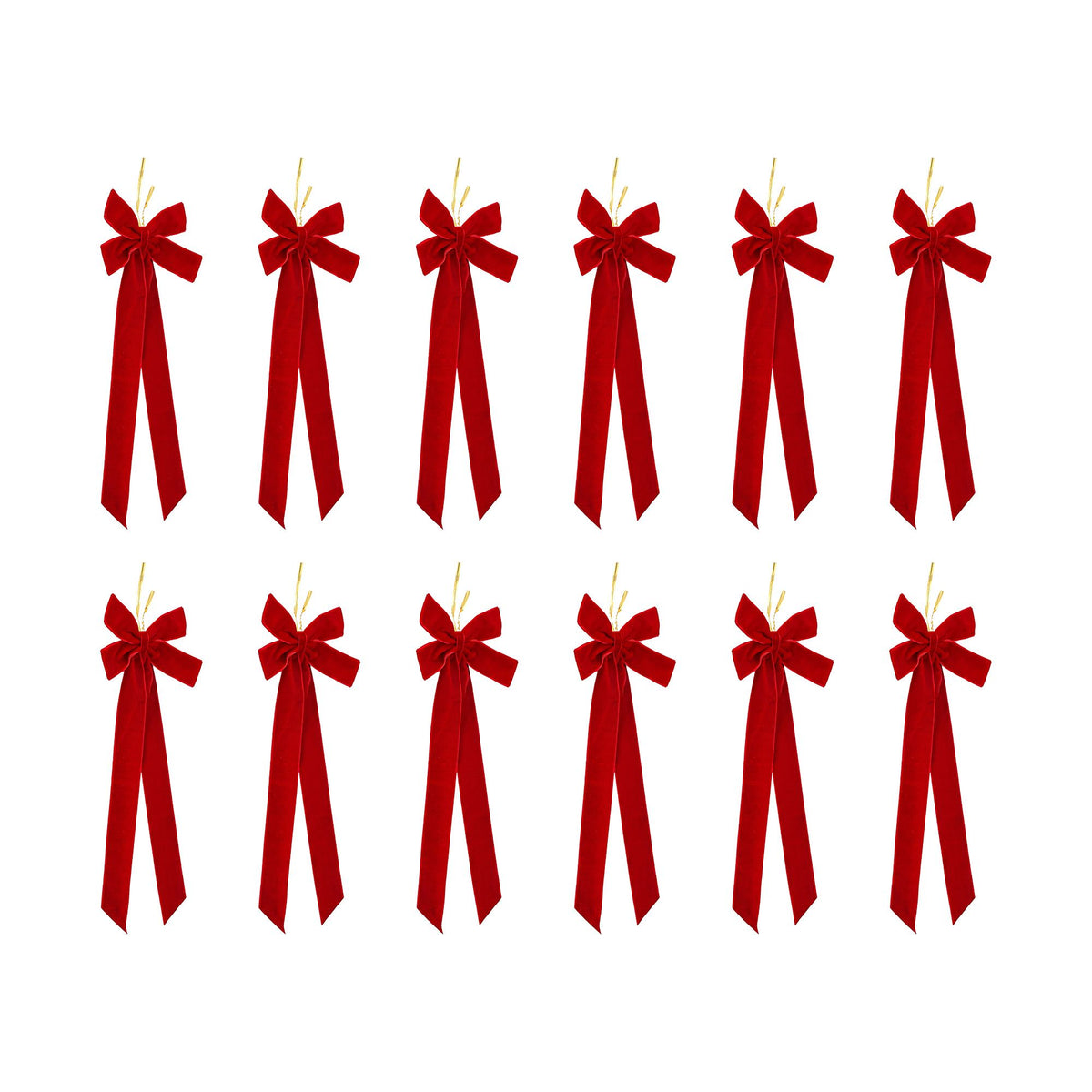 Jingle Jollys 12Pcs Red Velvet Christmas Bows Tree Decorations Xmas Decor