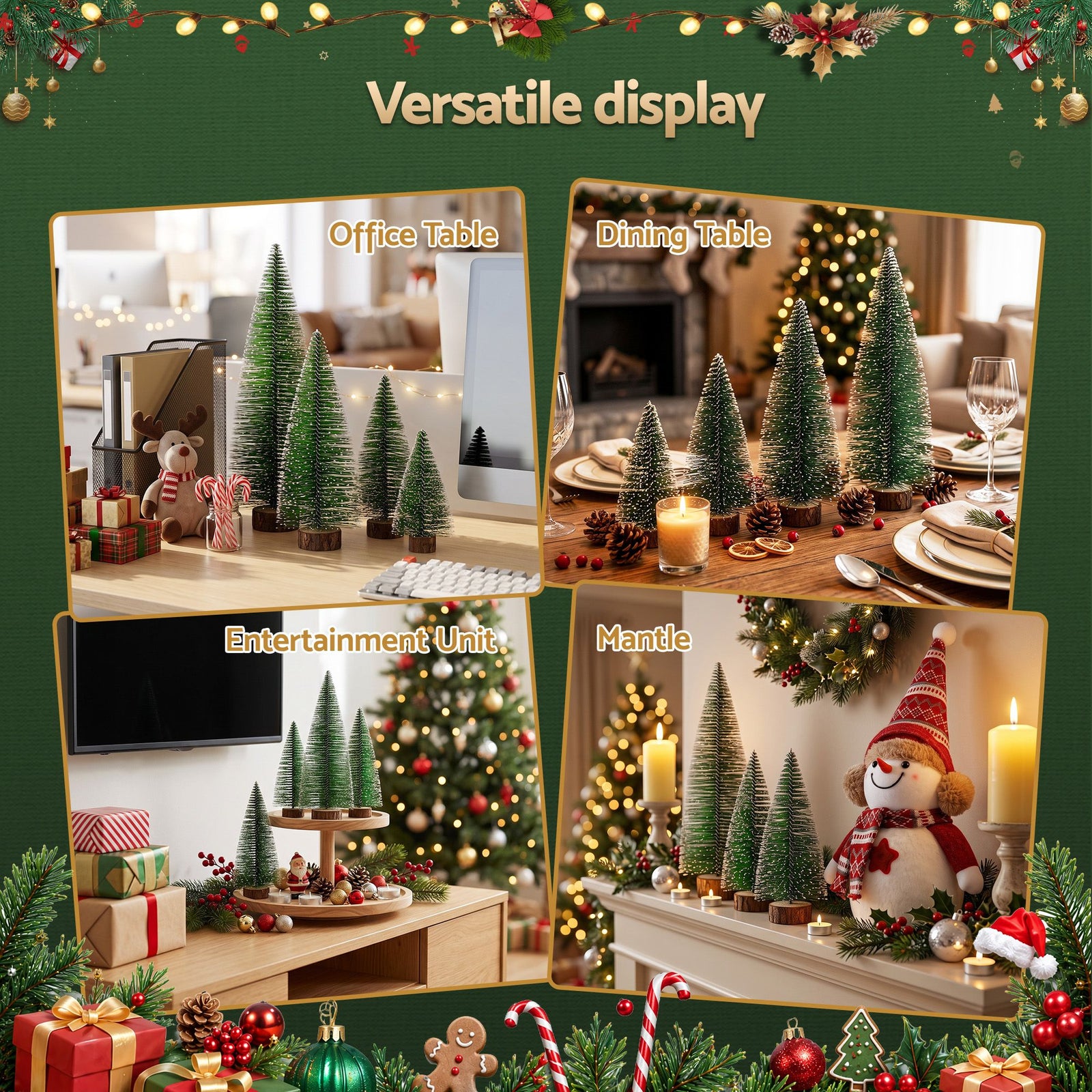 Jingle Jollys Christmas Table Decoration 4Pcs Mini Tree Set Frosted Party Decor