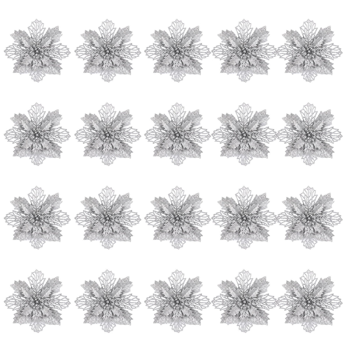 Jingle Jollys 20Pcs Christmas Tree Flower Set Garland Wreath Poinsettia Decorations