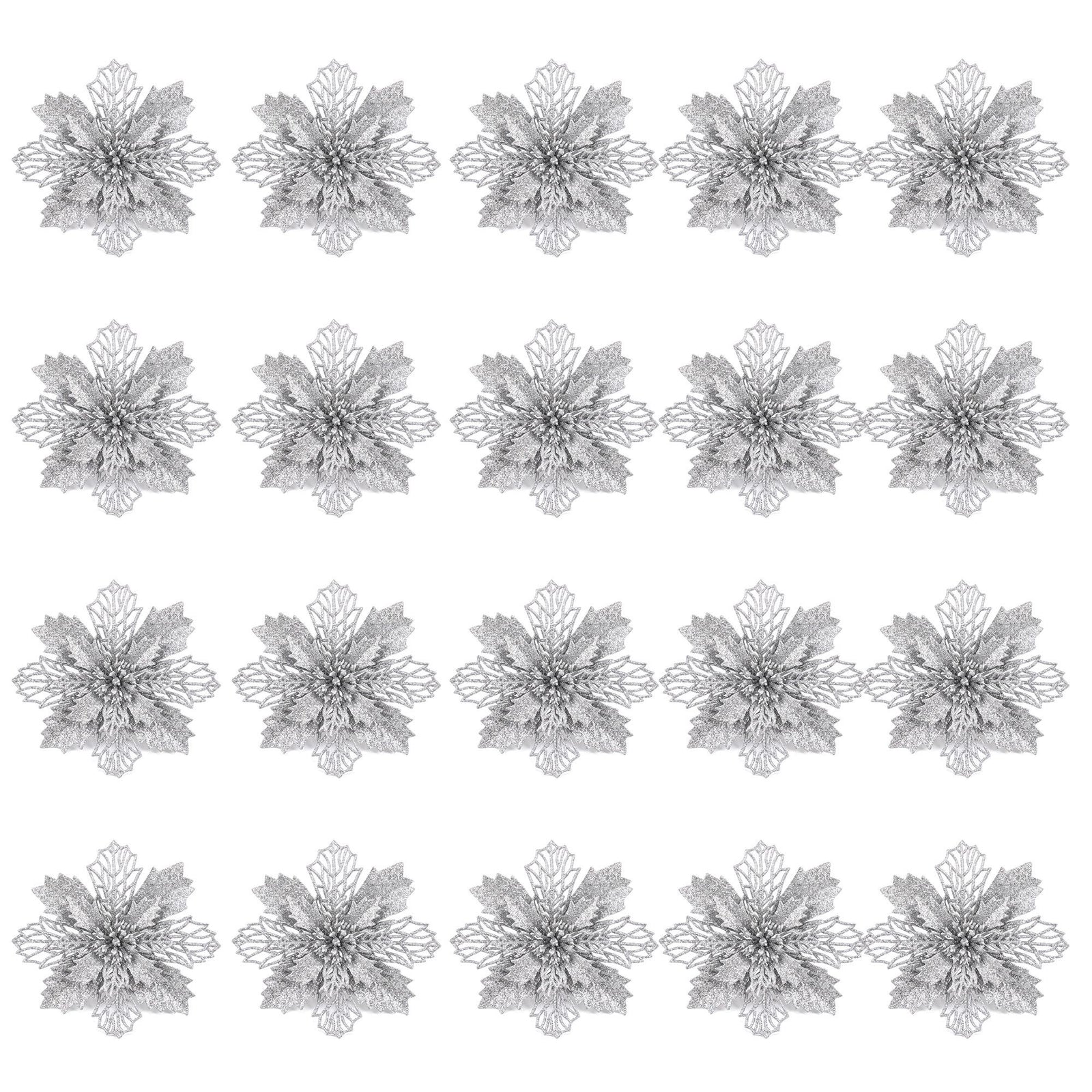 Jingle Jollys 20Pcs Christmas Tree Flower Set Garland Wreath Poinsettia Decorations