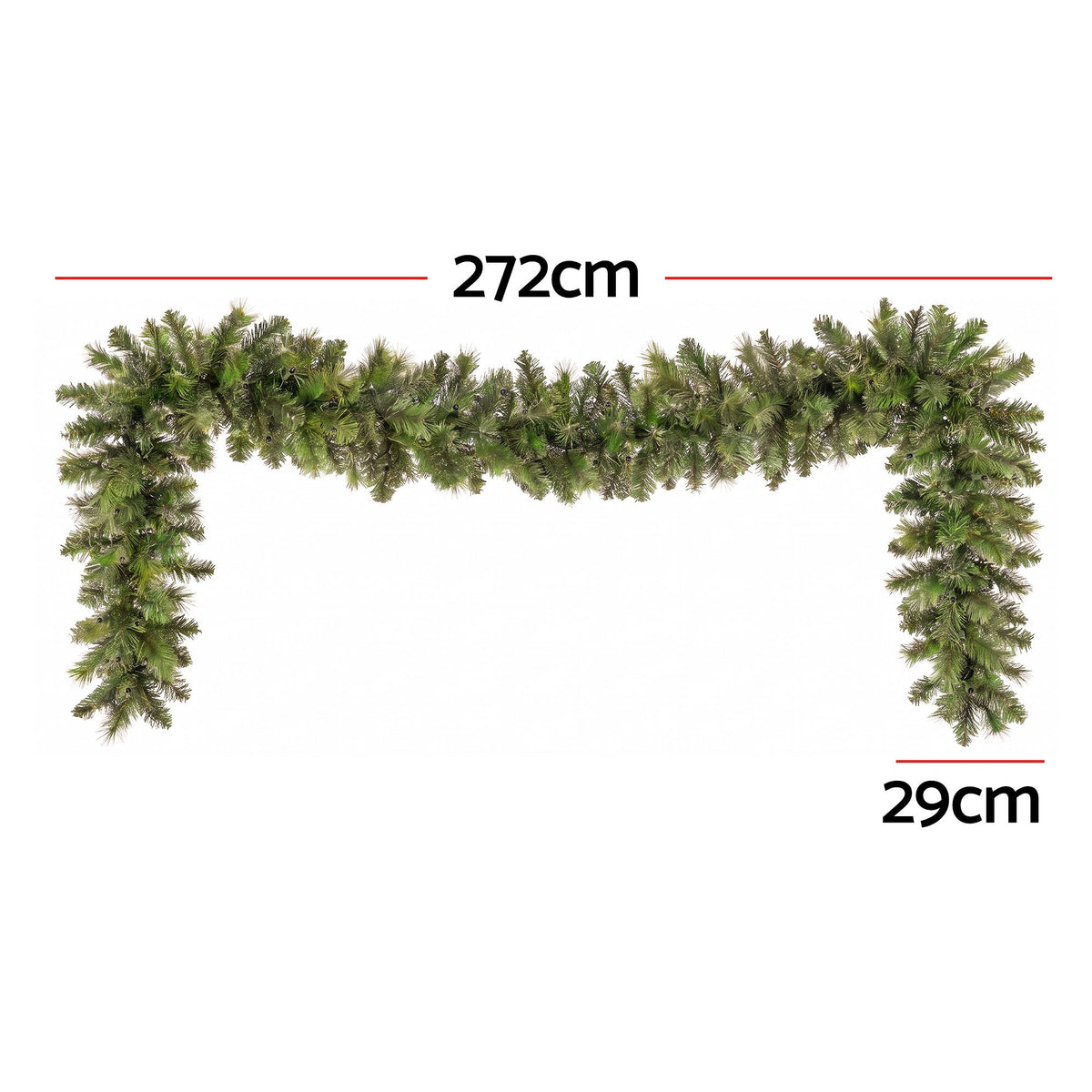 Jingle Jollys 2.7M Christmas Garland 8 Mode LED Lights Timing 200Tips Xmas Decor